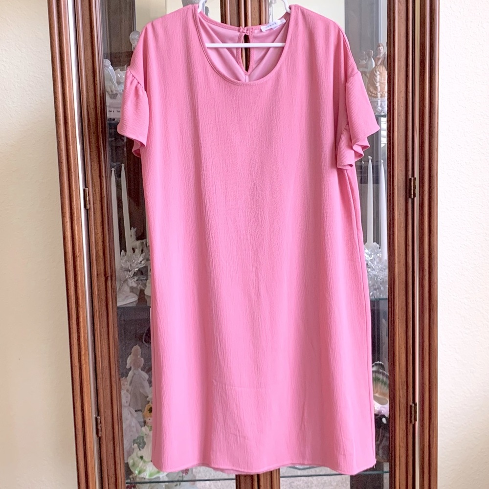 Dusty Rose Ruffle Shift Dress